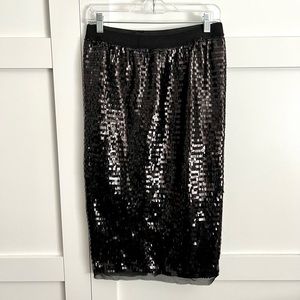 Who What Wear Black Sequin Pencil Skirt